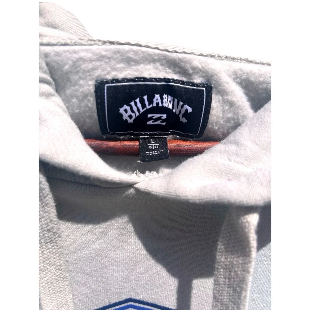 Billabong Hoodie Men Large Tan/Gray Boardshort Co Graphic Pullover Fleece